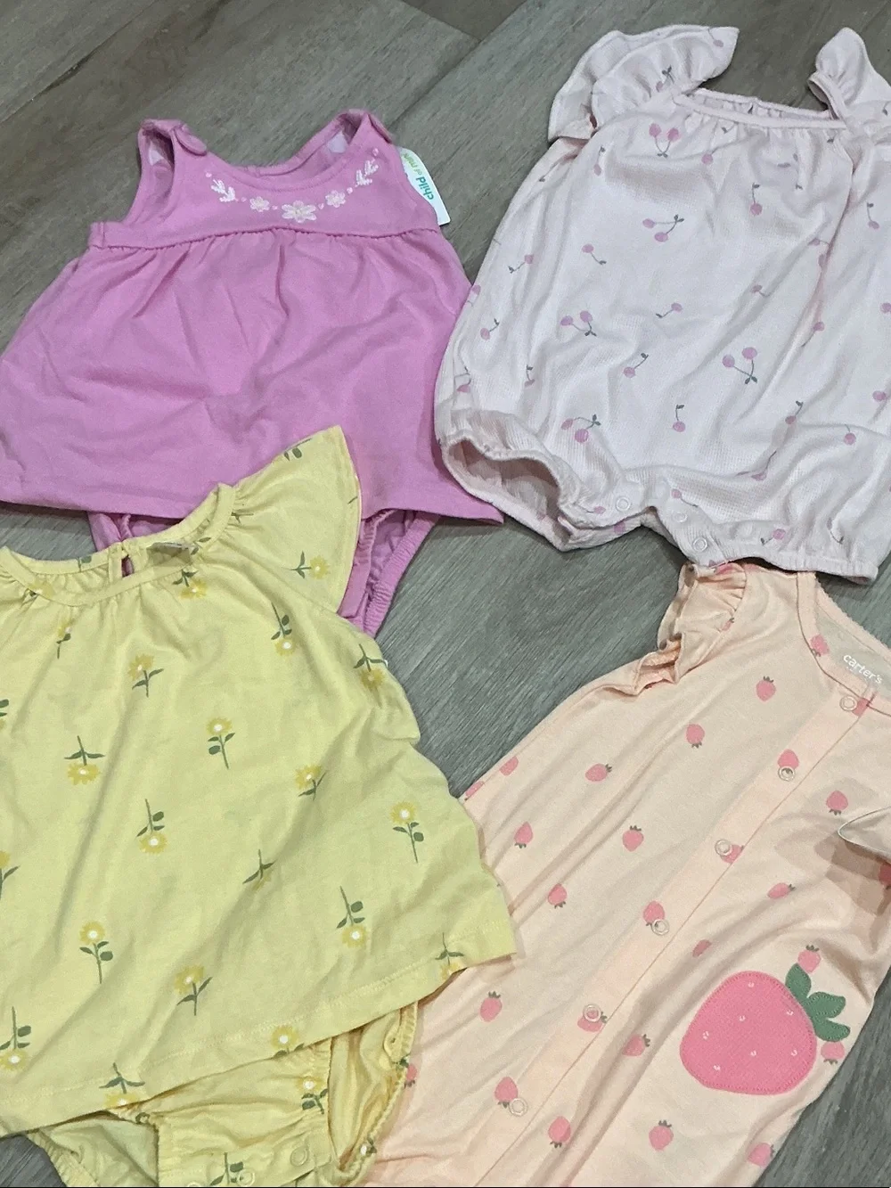 Carter's Pink Strawberry & Pastel Floral Baby Pajama Set